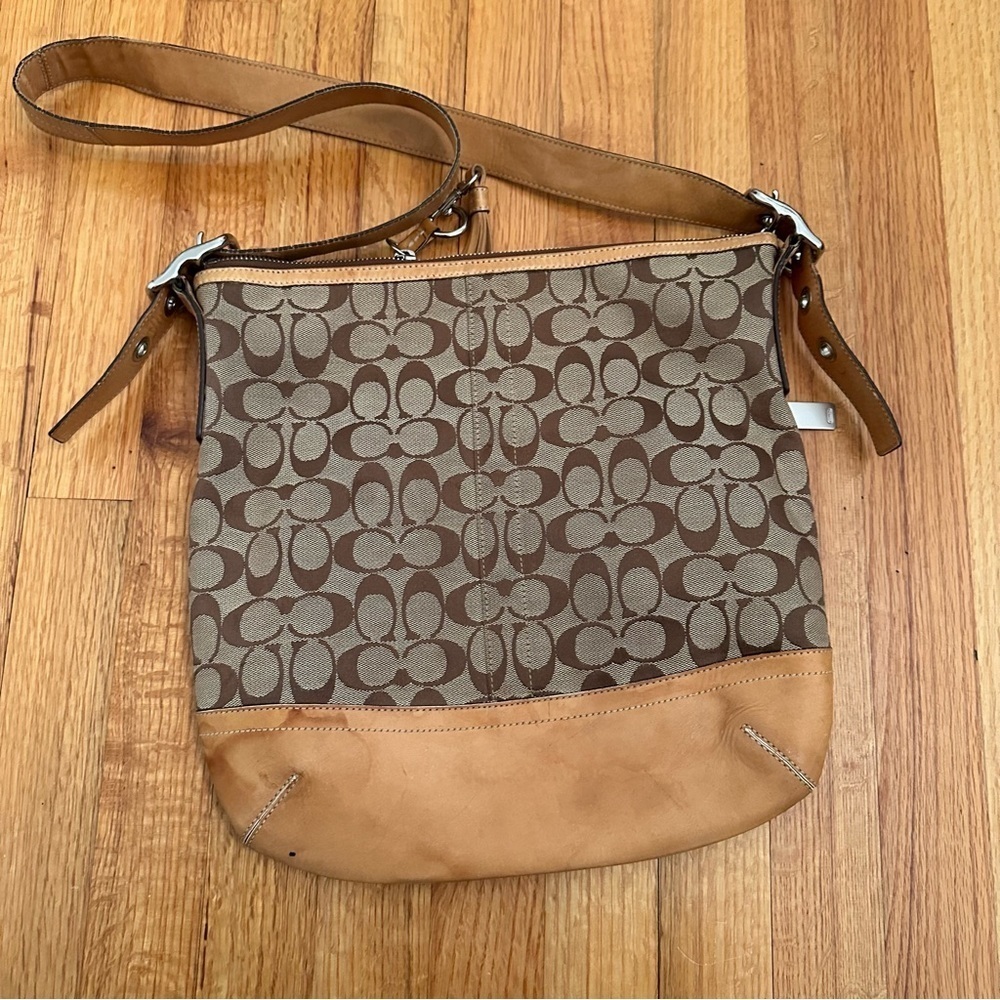 COACH 9349 Signature Crossbody Bag Brown Women